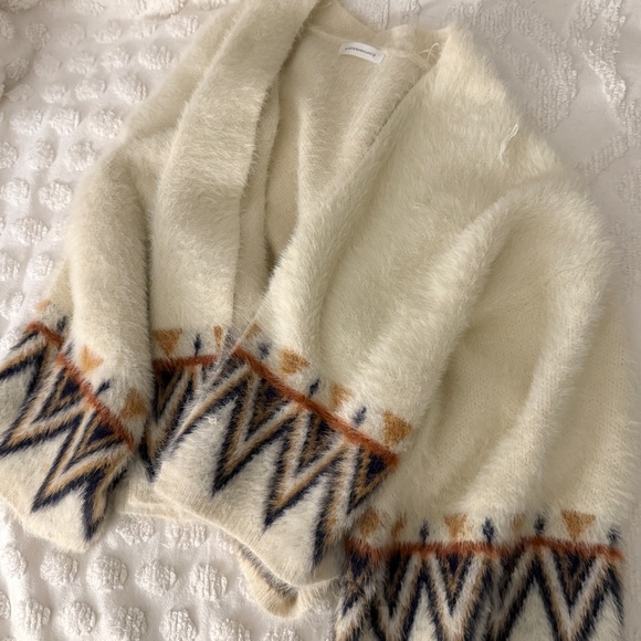 Anthropologie Cream Aztec Open Cardigan/Kimono/Jacket Size Large - Picture 8 of 16